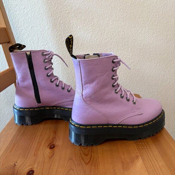 Dr. Martens Jadon III Lilac Pisa Leather Platform Combat Boots W Size 8 - Picture 4 of 7